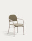 Sedia impilabile Tuccia in alluminio e rattan sintetico verde e beige