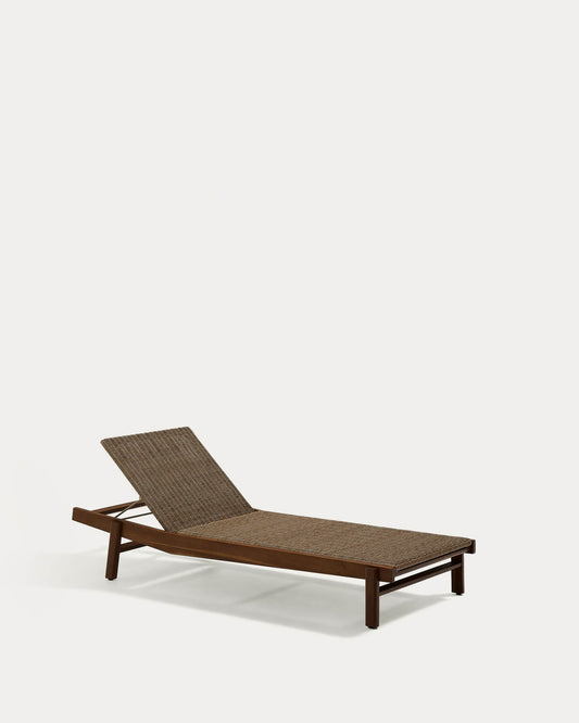 Lettino Itani in legno d'acacia massiccio e rattan sintetico