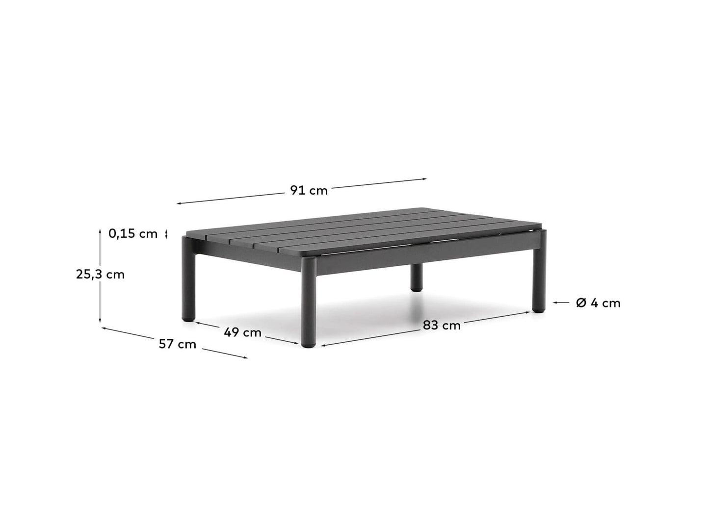 Tavolino da centro Sorells in alluminio grigio 52,4 x 91 cm
