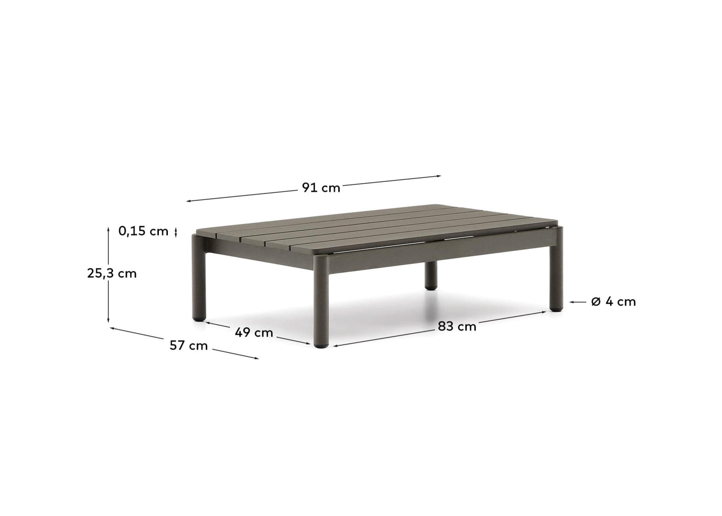 Tavolino da centro Sorells in alluminio verde 52,4 x 91 cm