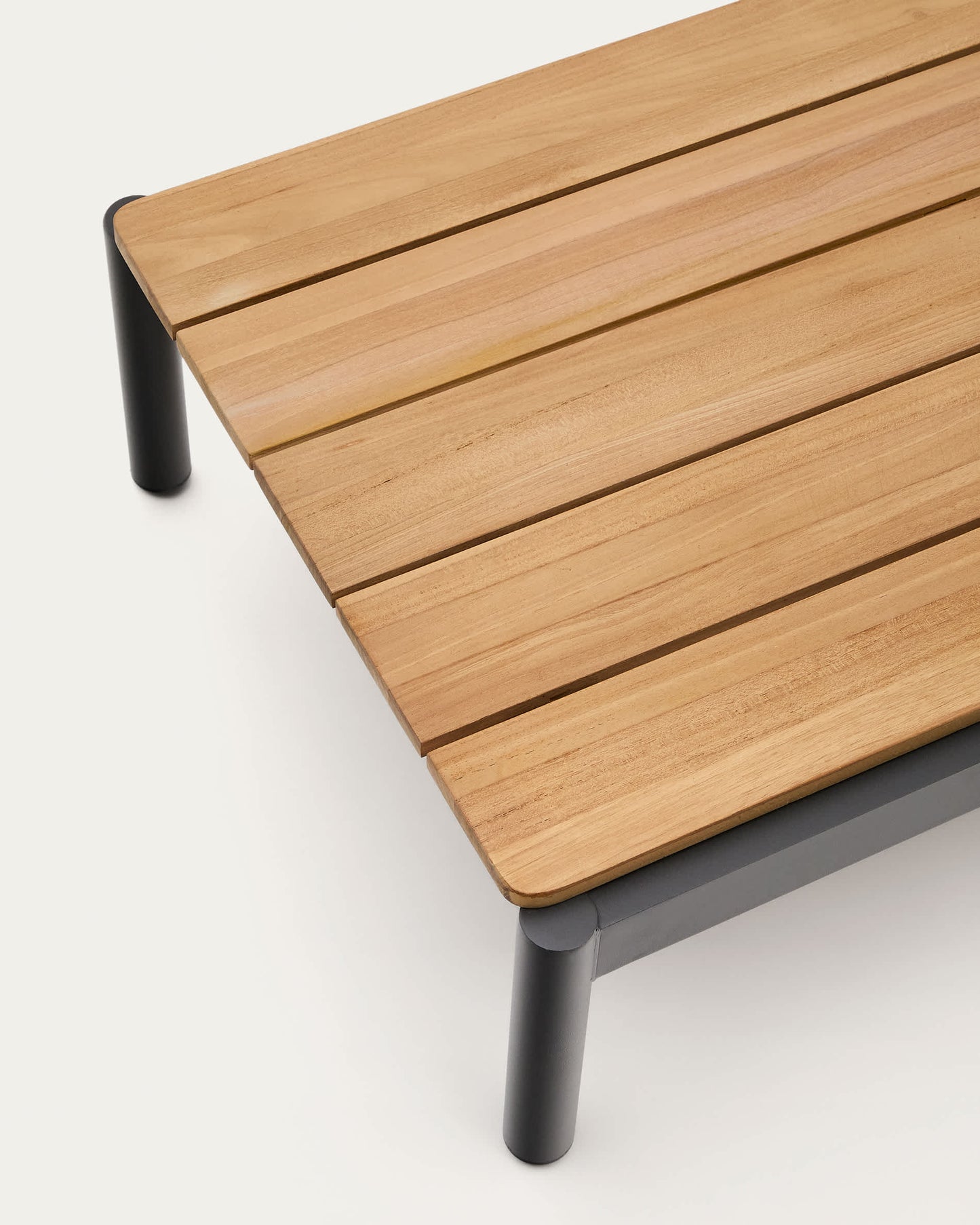 Tavolino da centro Sorells in alluminio grigio e legno di teak 52,4 x 91 cm FSC 100%