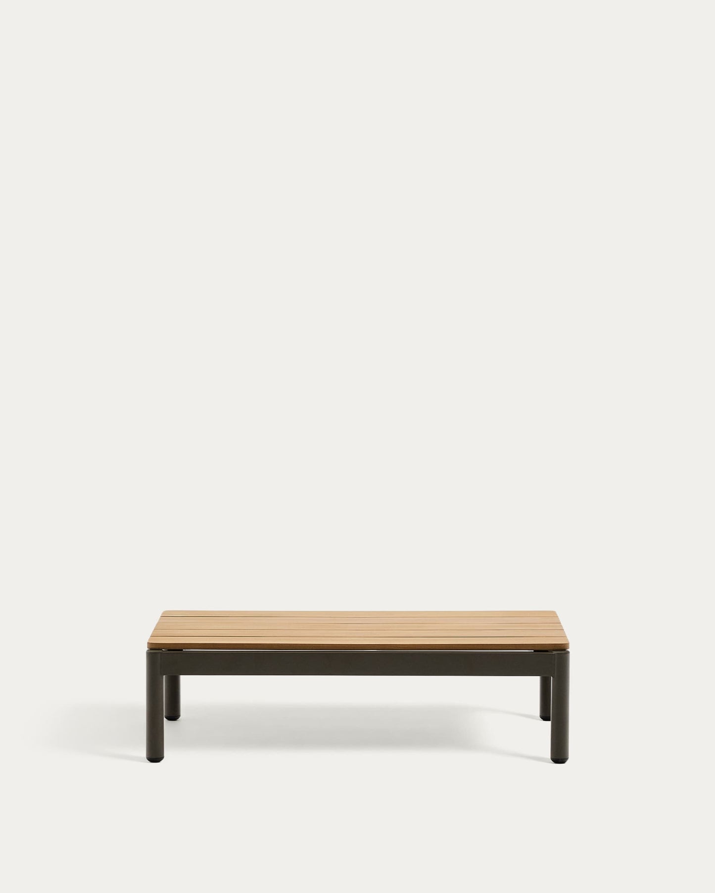 Tavolino da centro Sorells in alluminio verde e legno di teak 52,4 x 91 cm FSC 100%