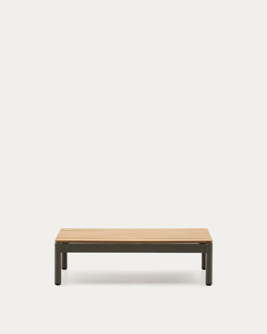 Tavolino da centro Sorells in alluminio verde e legno di teak 52,4 x 91 cm FSC 100%