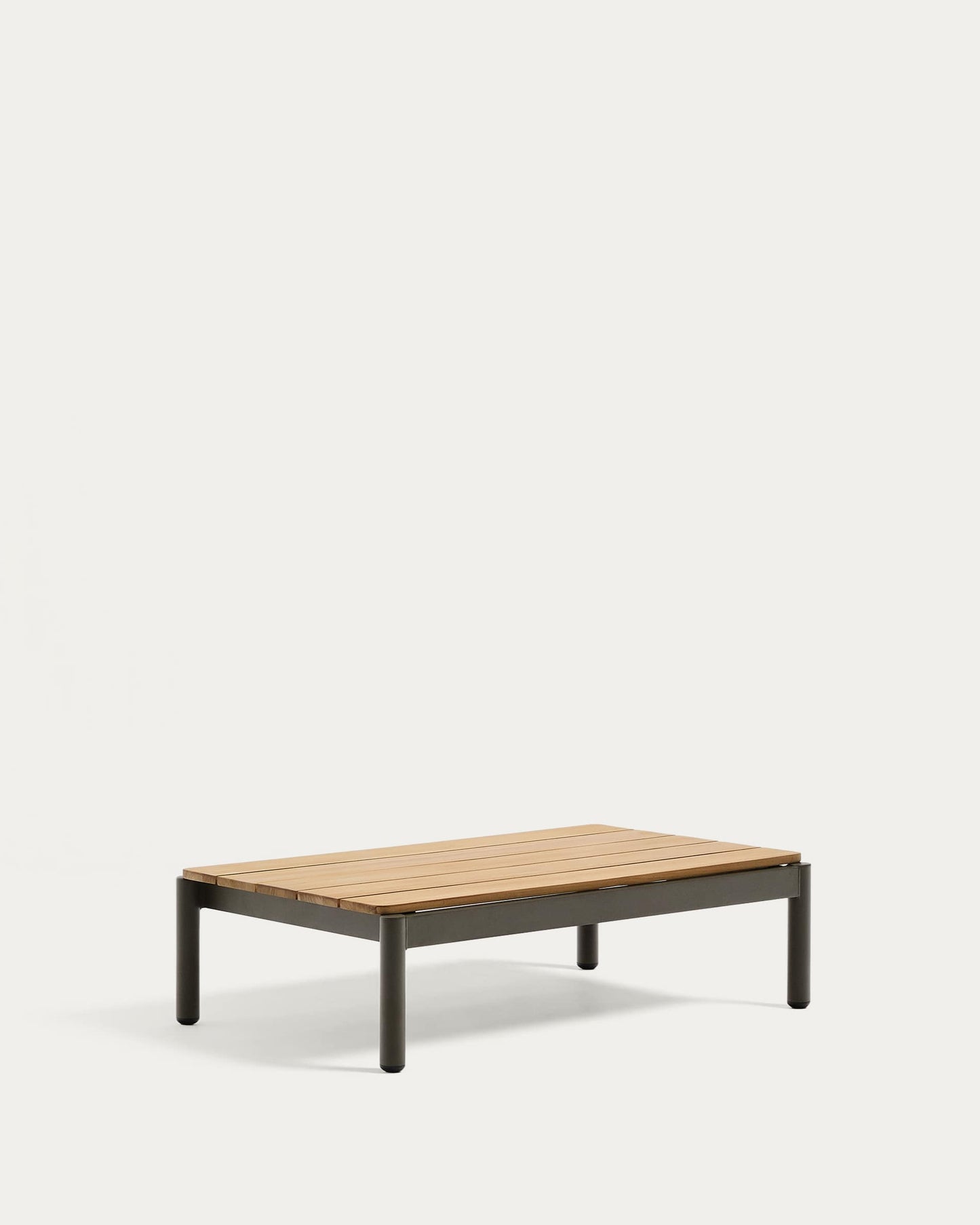 Tavolino da centro Sorells in alluminio verde e legno di teak 52,4 x 91 cm FSC 100%