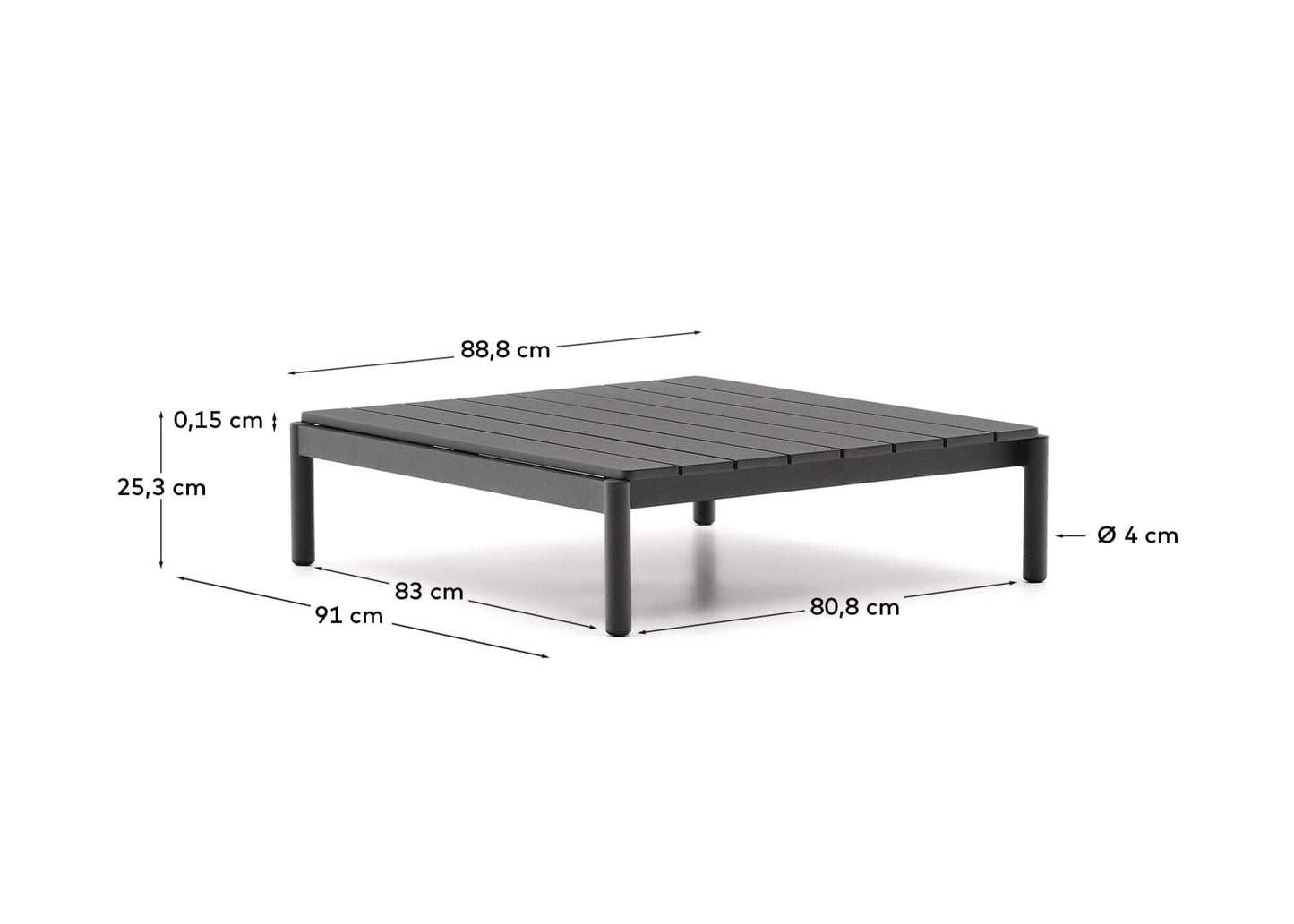 Tavolino da centro Sorells in alluminio grigio 89 x 91 cm