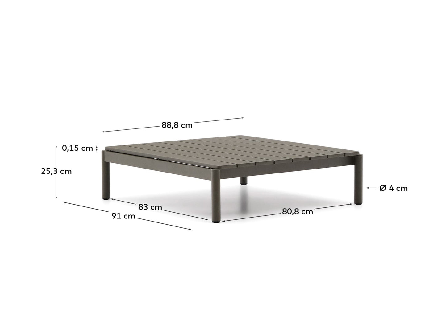 Tavolino da centro Sorells in alluminio verde 89 x 91 cm