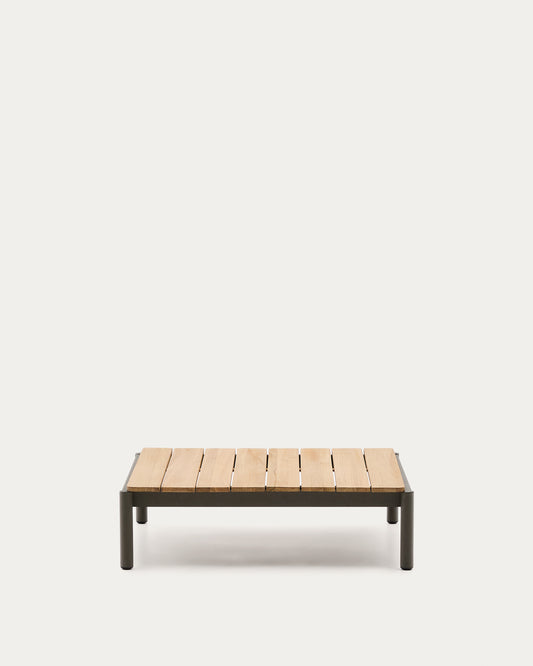 Tavolino da centro Sorells in alluminio verde e legno di teak 89 x 91 cm FSC 100%