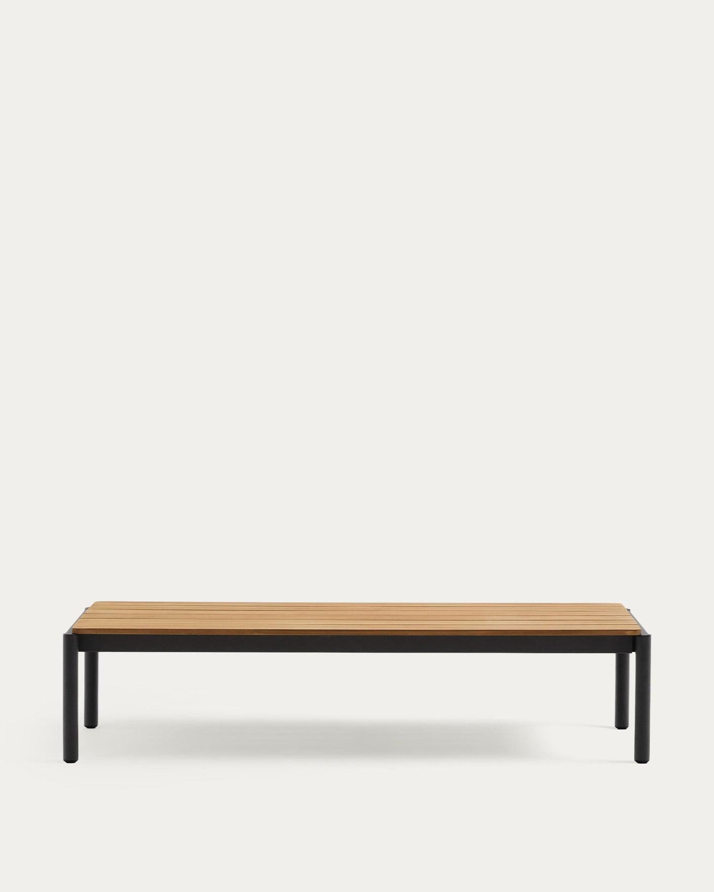 Tavolino da centro Sorells in alluminio grigio e legno di teak 63 x 144,6 cm FSC 100%