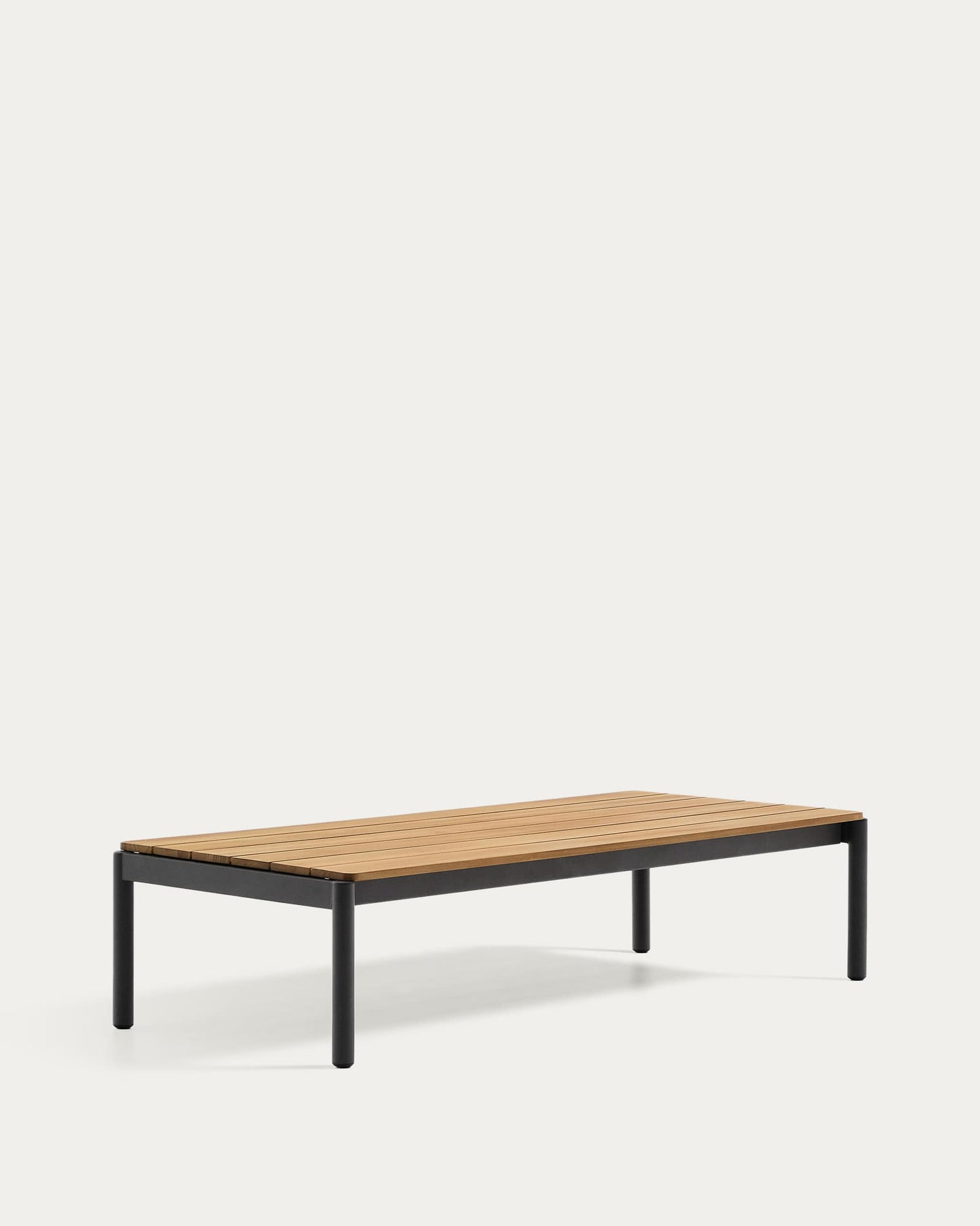 Tavolino da centro Sorells in alluminio grigio e legno di teak 63 x 144,6 cm FSC 100%