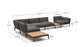 Divano angolare modulare da esterno Sorells 5 posti con rivestimento grigio e alluminio grigio con tavolini in teak 277 x 446 cm FSC 100%