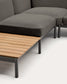 Divano angolare modulare da esterno Sorells 5 posti con rivestimento grigio e alluminio grigio con tavolini in teak 277 x 446 cm FSC 100%