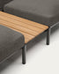 Divano angolare modulare da esterno Sorells 5 posti con rivestimento grigio e alluminio grigio con tavolini in teak 277 x 446 cm FSC 100%
