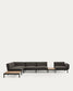 Divano angolare modulare da esterno Sorells 5 posti con rivestimento grigio e alluminio grigio con tavolini in teak 277 x 446 cm FSC 100%
