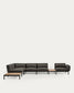 Divano angolare modulare da esterno Sorells 5 posti con rivestimento grigio e alluminio grigio con tavolini in teak 277 x 446 cm FSC 100%