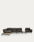 Divano angolare modulare da esterno Sorells 5 posti con rivestimento grigio e alluminio grigio con tavolini in teak 277 x 446 cm FSC 100%