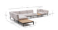 Divano angolare modulare da esterno Sorells 5 posti con rivestimento beige e alluminio grigio con tavolini in teak 277 x 446 cm FSC 100%