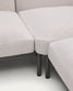 Divano angolare modulare da esterno Sorells 5 posti con rivestimento beige e alluminio grigio con tavolini in teak 277 x 446 cm FSC 100%