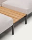 Divano angolare modulare da esterno Sorells 5 posti con rivestimento beige e alluminio grigio con tavolini in teak 277 x 446 cm FSC 100%