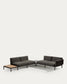 Divano angolare modulare da esterno Sorells 4 posti con rivestimento grigio e alluminio grigio tavolo in teak 353 x 316,5 cm FSC 100%