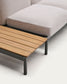 Divano angolare modulare da esterno Sorells 4 posti con rivestimento beige e alluminio grigio tavolo in teak 353 x 316,5 cm FSC 100%