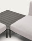 Divano angolare modulare da esterno Sorells 4 posti con rivestimento beige e alluminio grigio tavolo in teak 353 x 316,5 cm FSC 100%