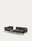 Divano modulare da esterno Sorells 3 posti con rivestimento grigio e alluminio grigio con tavolo in teak 341 x 113 cm FSC 100%