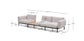 Divano modulare da esterno Sorells 3 posti con rivestimento beige e in alluminio grigio con tavolo in teak 341 x 113 cm FSC 100% FSC