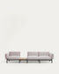 Divano modulare da esterno Sorells 3 posti con rivestimento beige e in alluminio grigio con tavolo in teak 341 x 113 cm FSC 100% FSC