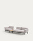 Divano modulare da esterno Sorells 3 posti con rivestimento beige e in alluminio grigio con tavolo in teak 341 x 113 cm FSC 100% FSC