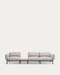 Divano modulare da esterno Sorells 3 posti con rivestimento beige e in alluminio grigio con tavolo in teak 341 x 113 cm FSC 100% FSC