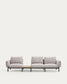 Divano modulare da esterno Sorells 3 posti con rivestimento beige e in alluminio grigio con tavolo in teak 341 x 113 cm FSC 100% FSC
