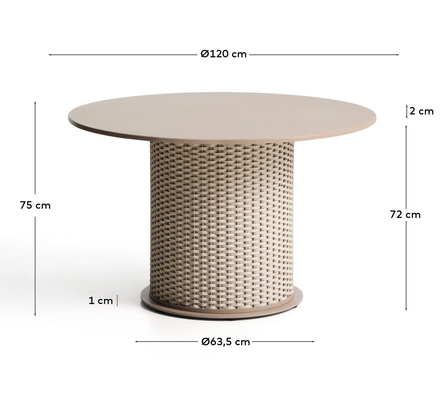 Tavolo da esterno Sedalis in alluminio e corda tortora Ø 120 cm