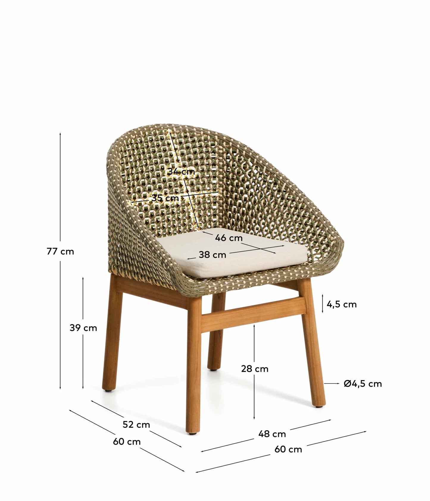 Sedia Olbia in rattan sintetico e legno massiccio 100% teak FSC