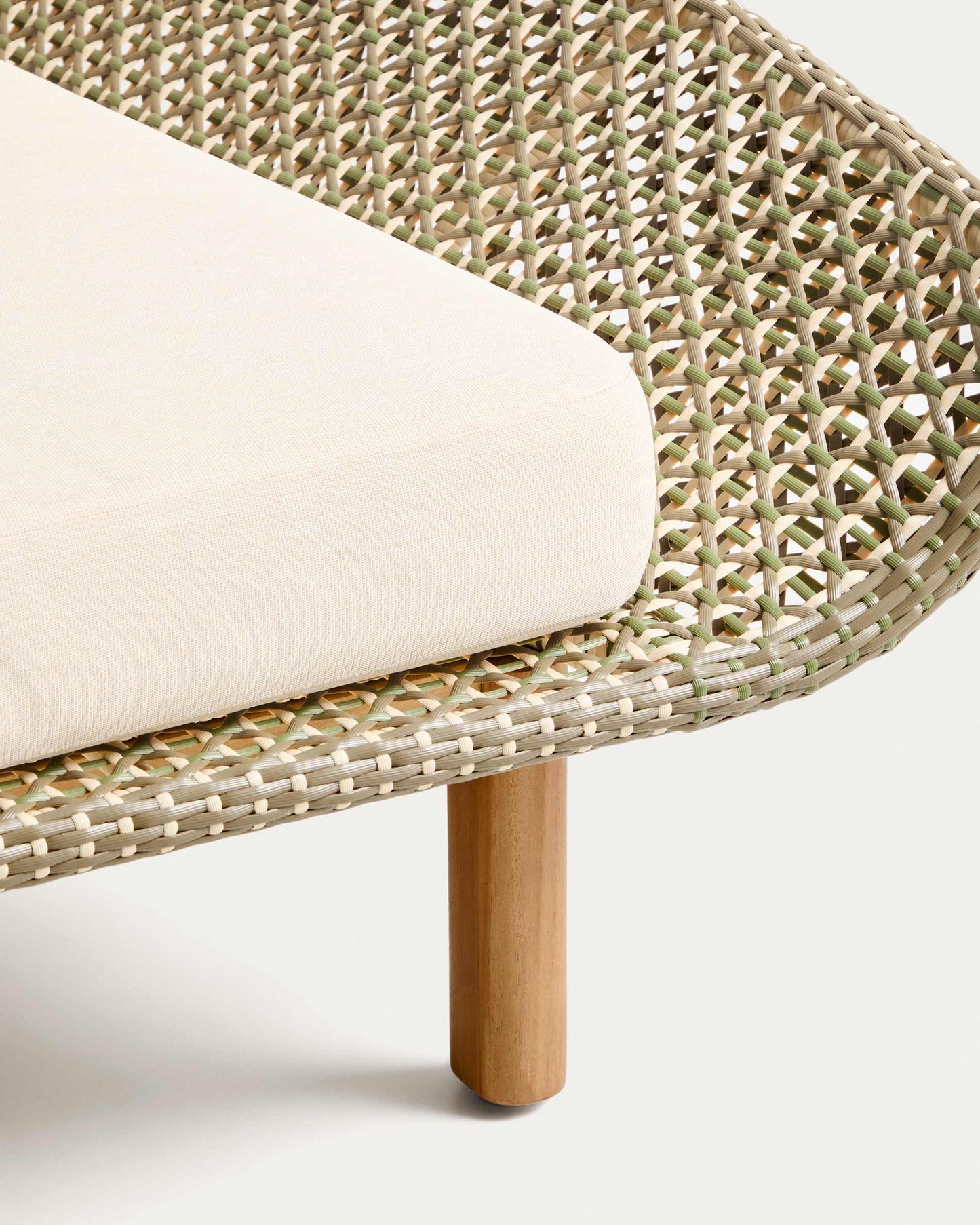Lettino doppio Olbia in rattan sintetico e legno massiccio 100% teak FSC