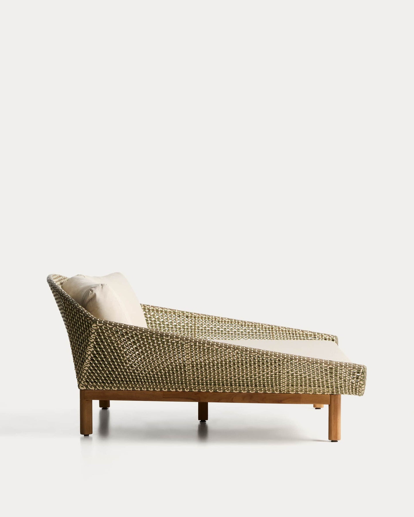 Lettino doppio Olbia in rattan sintetico e legno massiccio 100% teak FSC