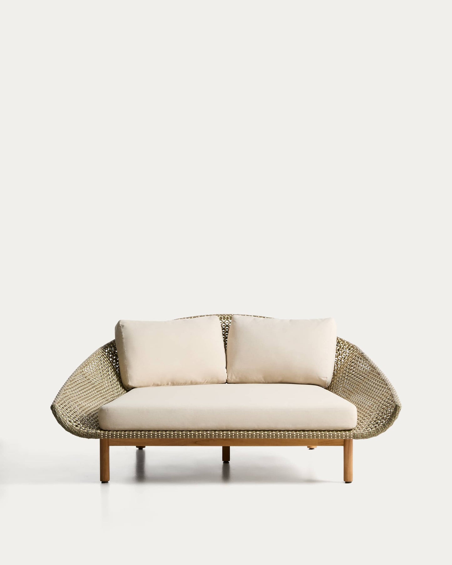 Lettino doppio Olbia in rattan sintetico e legno massiccio 100% teak FSC