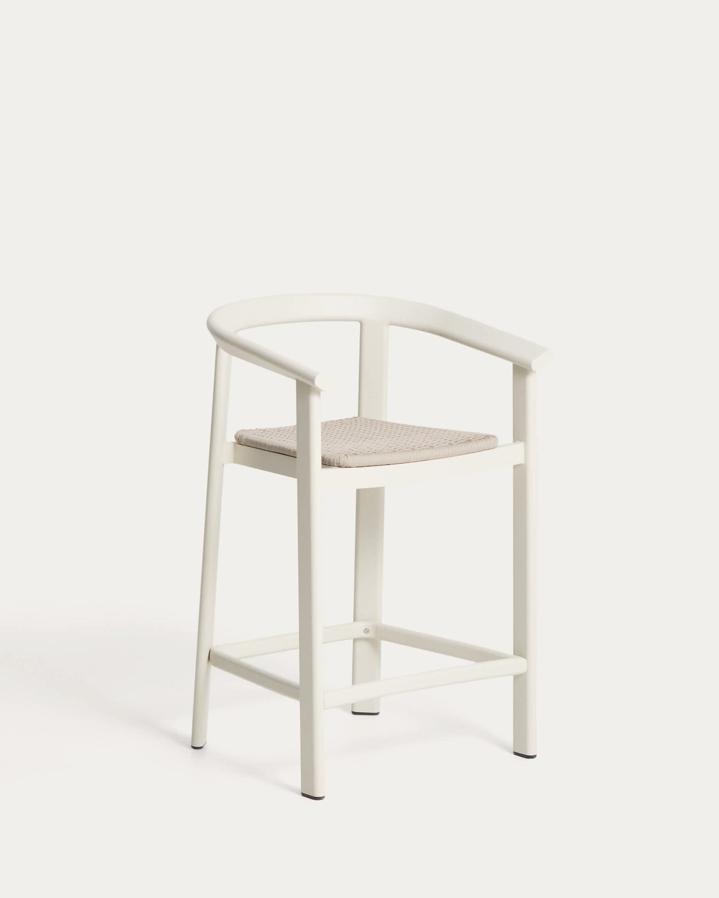 Sgabello Erice in alluminio e corda color écru 65 cm