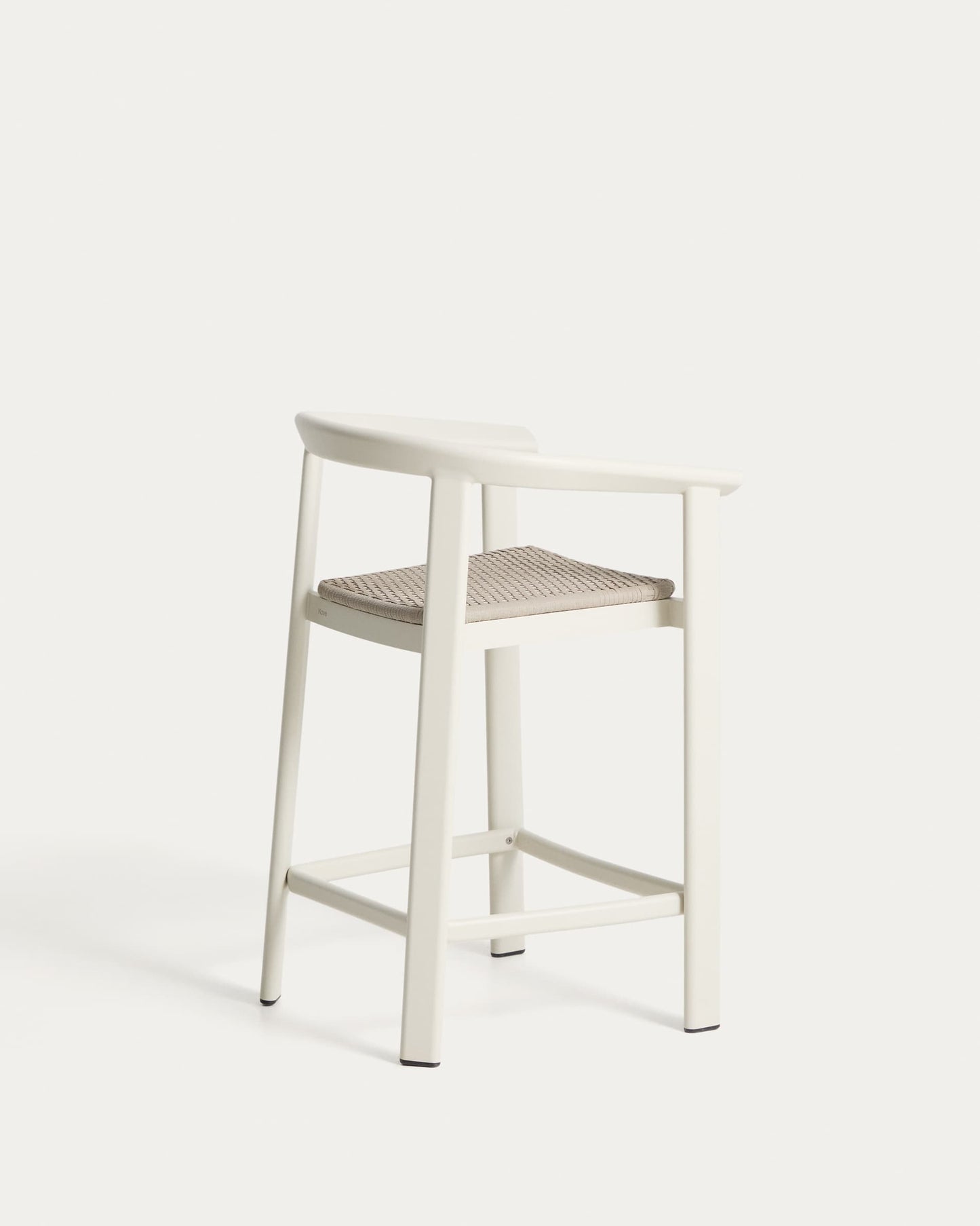 Sgabello Erice in alluminio e corda color écru 65 cm
