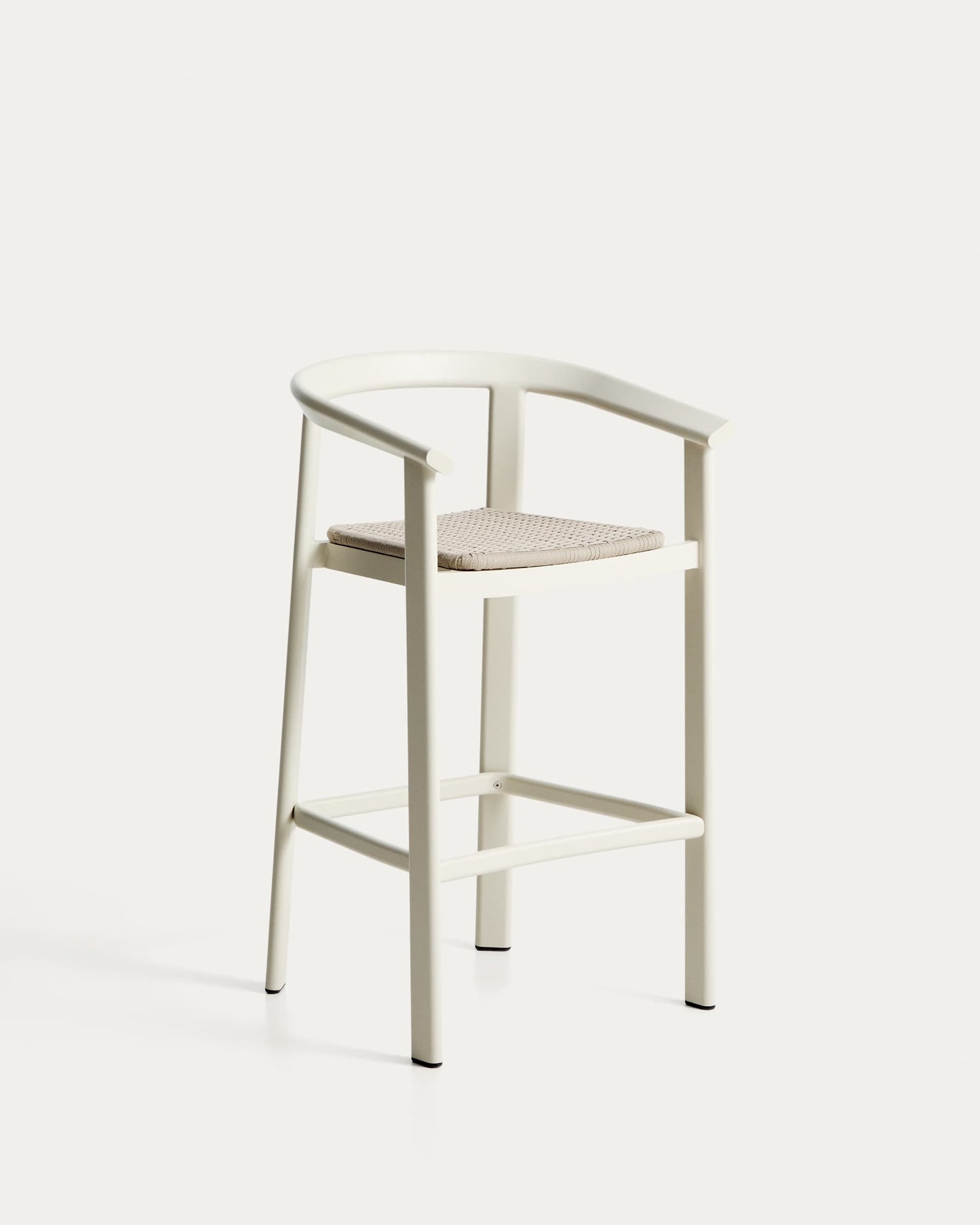 Sgabello Erice in alluminio e corda color écru 75 cm