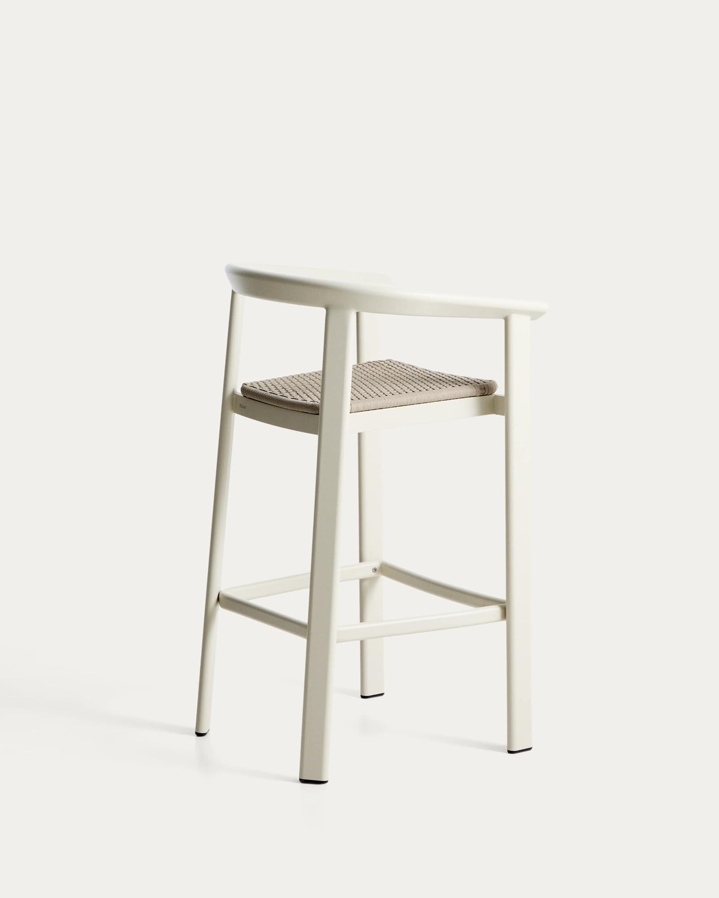 Sgabello Erice in alluminio e corda color écru 75 cm