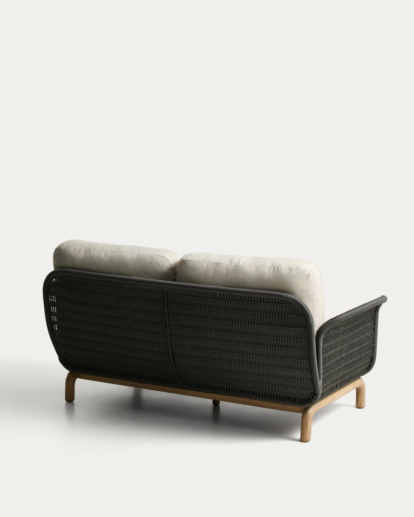 Divano a 2 posti Alipa in legno massiccio di acacia e corda grigio scuro 165 cm
