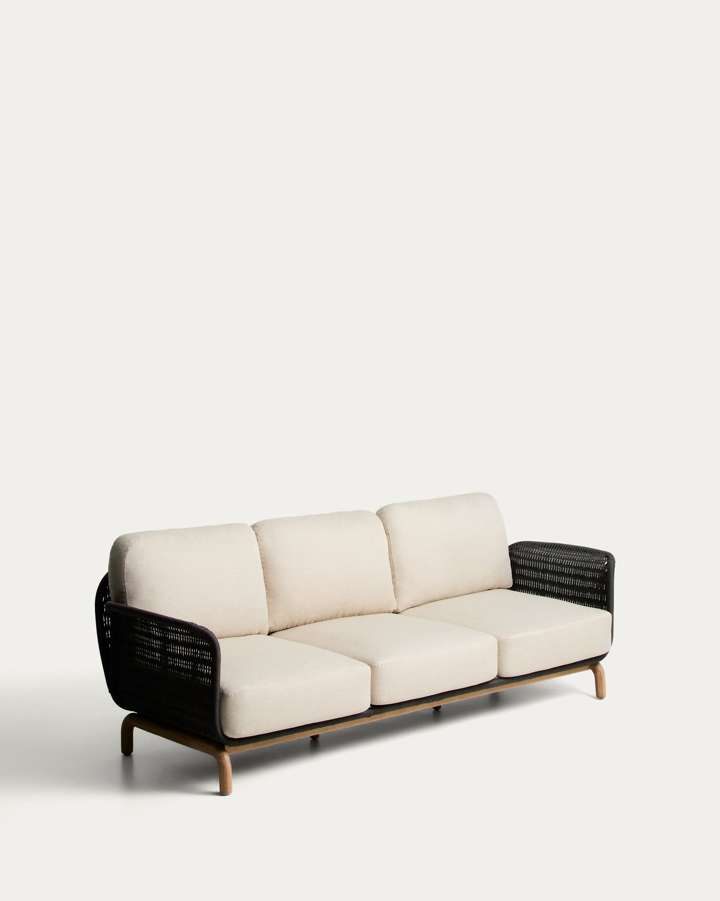 Divano a 3 posti Alipa in legno massiccio di acacia e corda grigio scuro 235 cm