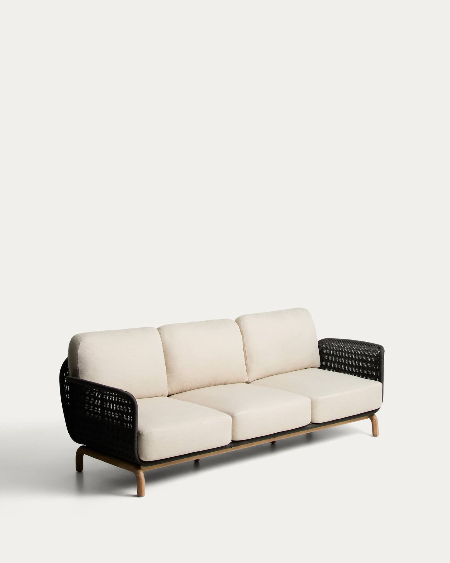 Divano a 3 posti Alipa in legno massiccio di acacia e corda grigio scuro 235 cm