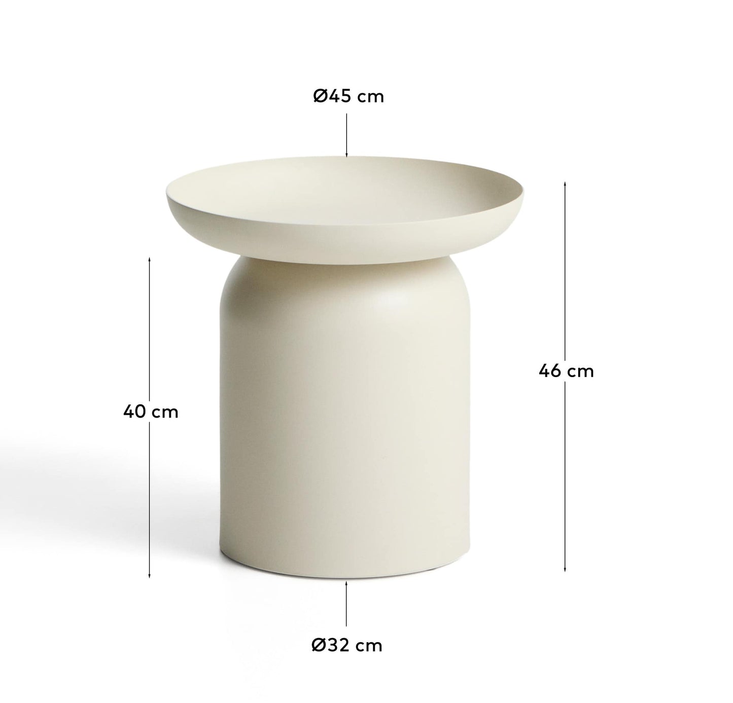 Tavolino da appoggio Arcola in alluminio écru Ø 45 cm