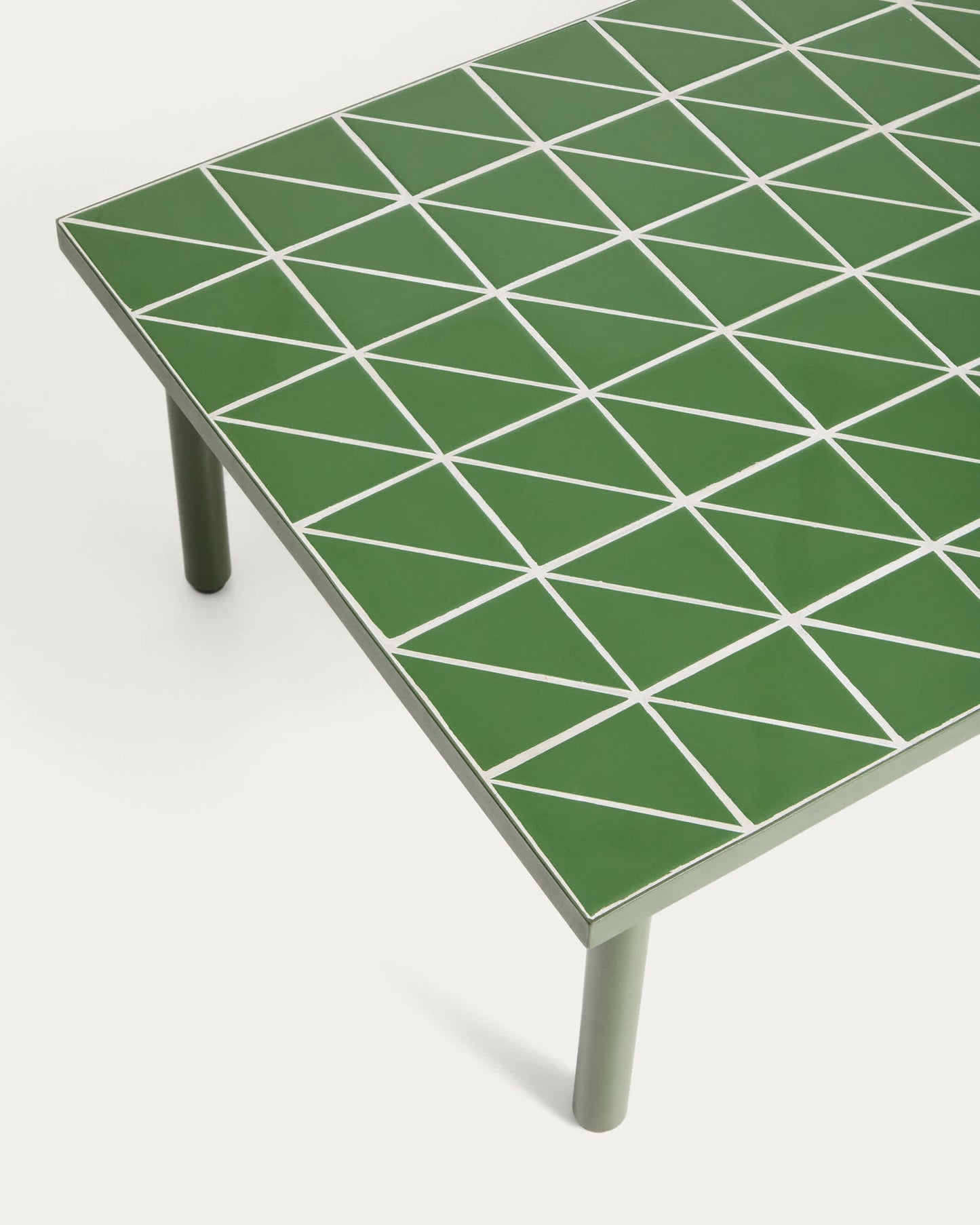 Tavolino da caffè Maurina in acciaio zincato verde con piastrelle verdi 122 x 61 cm
