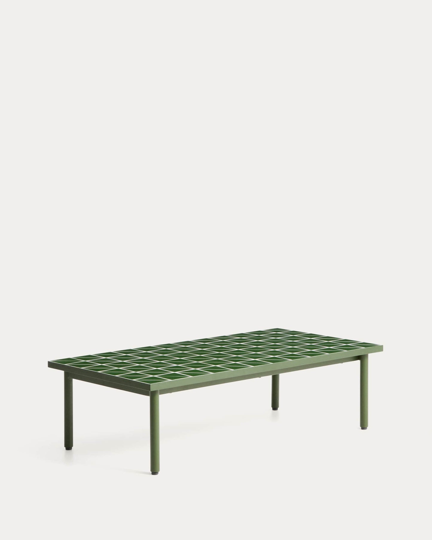 Tavolino da caffè Maurina in acciaio zincato verde con piastrelle verdi 122 x 61 cm
