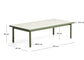 Tavolino Maurina in acciaio zincato verde con piastrelle écru 122 x 61 cm
