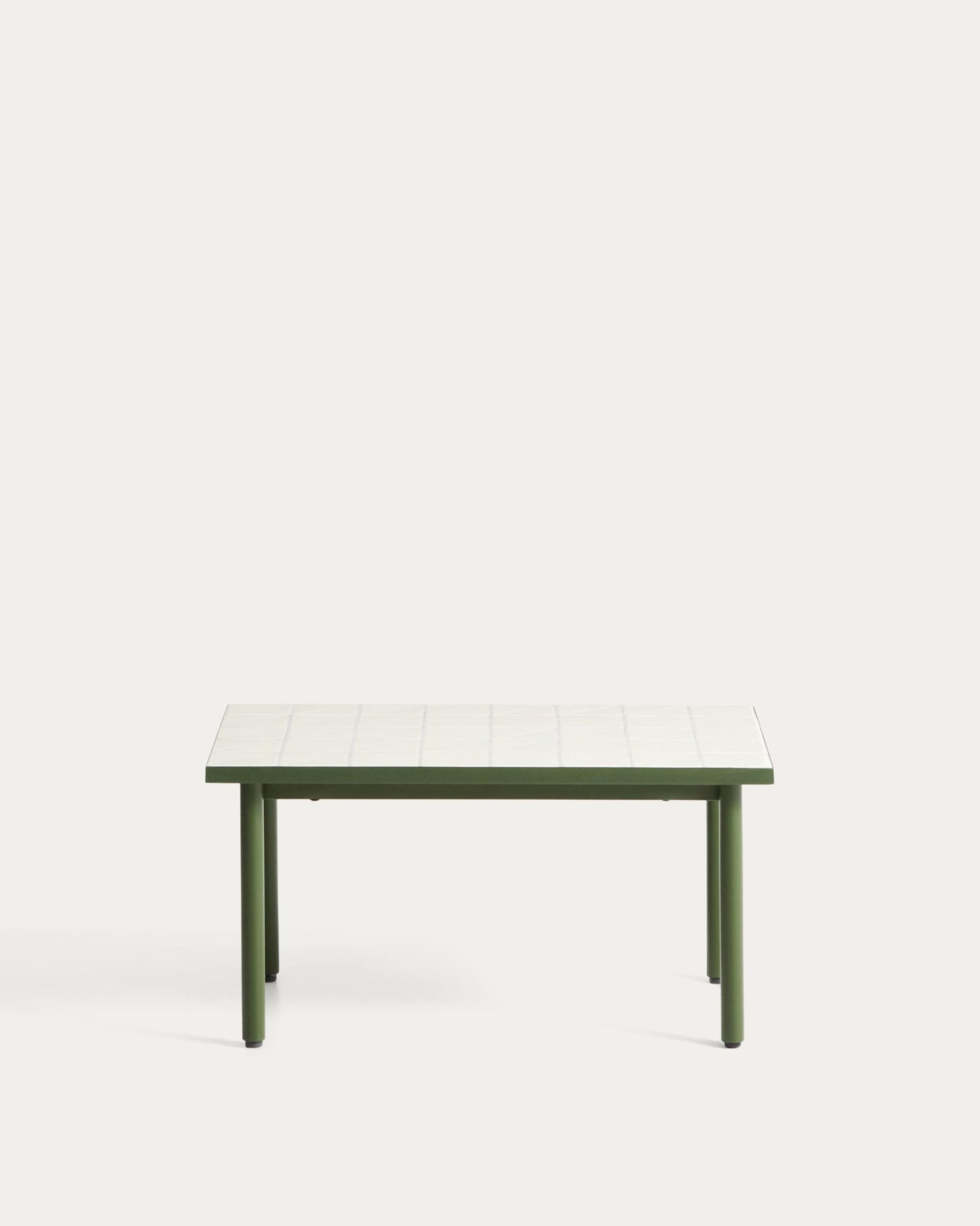 Tavolino da appoggio Maurina in acciaio zincato verde con piastrelle écru 81 x 51 cm