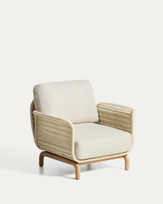 Poltrona Alipa in legno massiccio di acacia e corda ecru