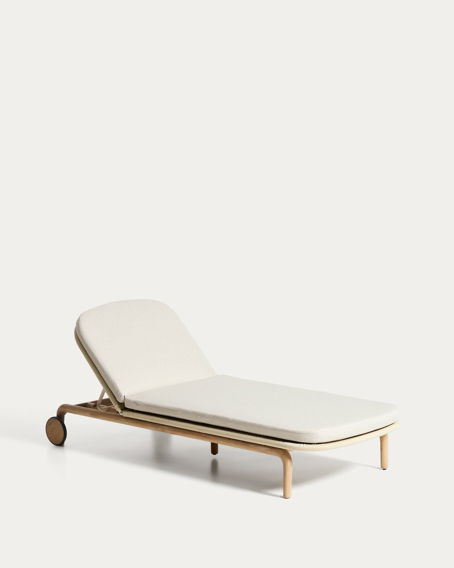 Lettino Alipa in legno massiccio di acacia e corda ecru FSC 100%